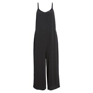 NWT Eileen Fisher Cami Jumpsuit in Black Viscose Crepe Camisole Tank Jumper L
